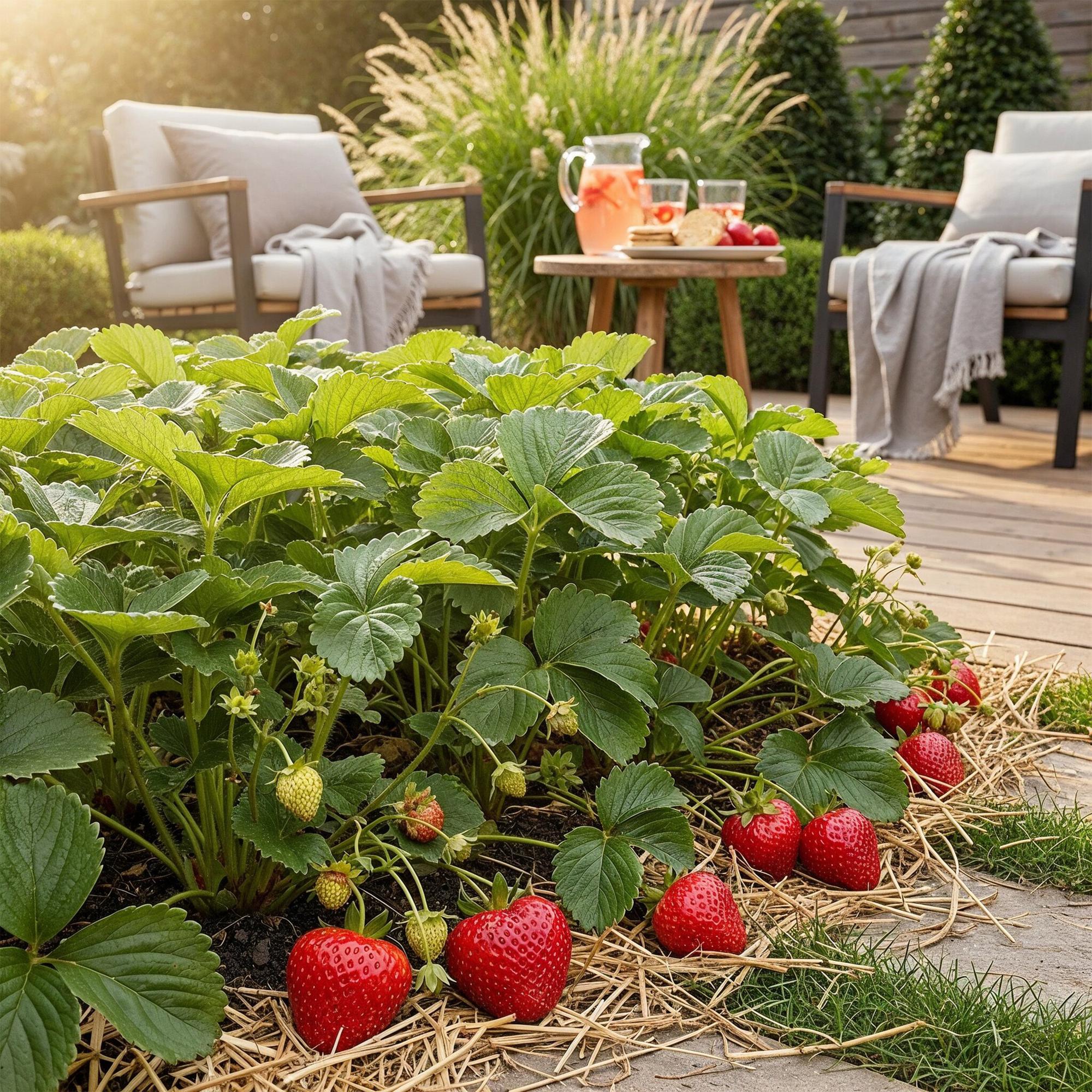 Erdbeere Fragaria Elvira winterhart 3 Pflanzen Höhe 30cm Ø9cm – Rote Erdbeere für Beet Balkon & Topf – Pflegeleichte Obstpflanze mit hohem Ertrag