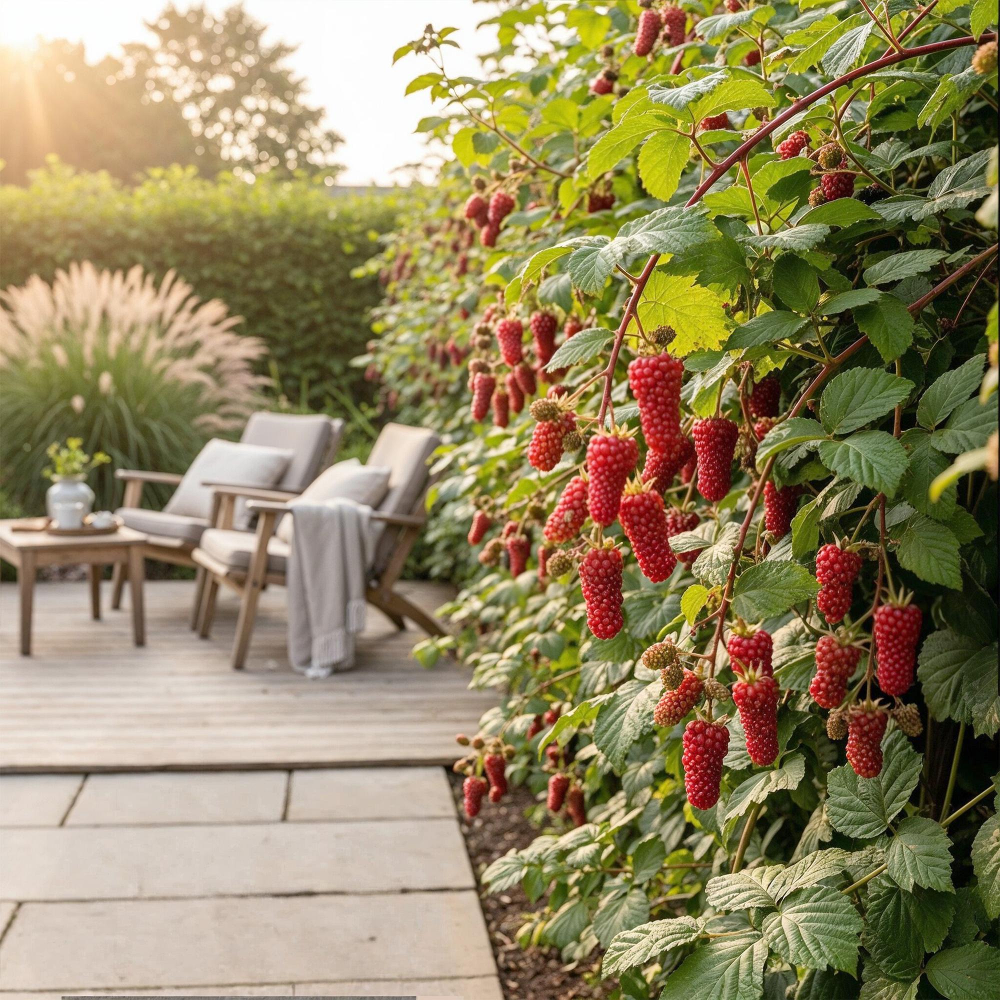 Taybeere Rubus Tayberry winterhart 6 Pflanzen Ø9cm Höhe 30cm – Kreuzung aus Himbeere & Brombeere – Ertragreiche Obstpflanze für Garten & Balkon