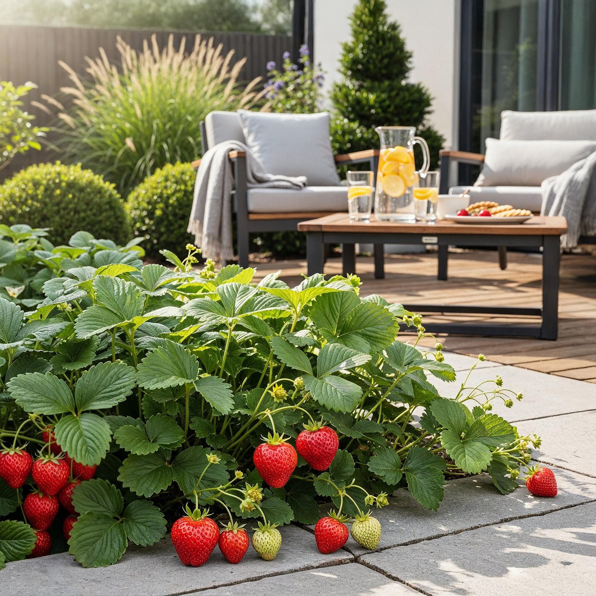 Erdbeerpflanzen Fragaria Elsanta winterhart 6 Pflanzen Höhe 30cm Ø9cm – Rote Erdbeere für Beet Balkon & Topf – Ertragreiche Obstpflanze mit süßen Früchten